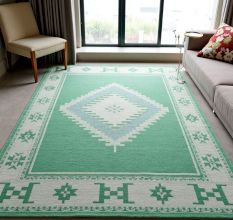 Western Rodeo Boot Wool Rug Handknotted